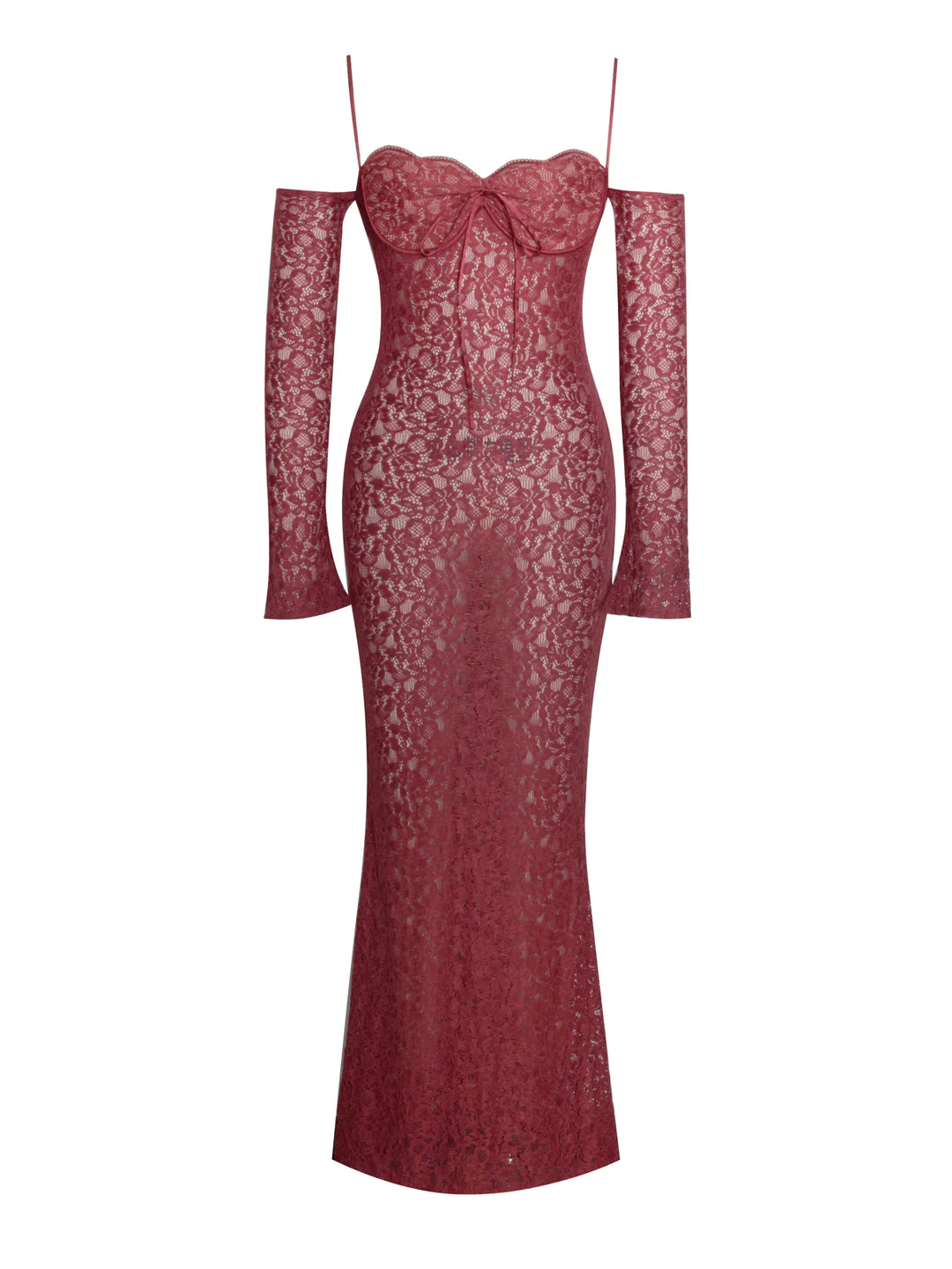 Udaya Burgundy Lace Long Sleeve Maxi Dress – THE DRESSING ROOM