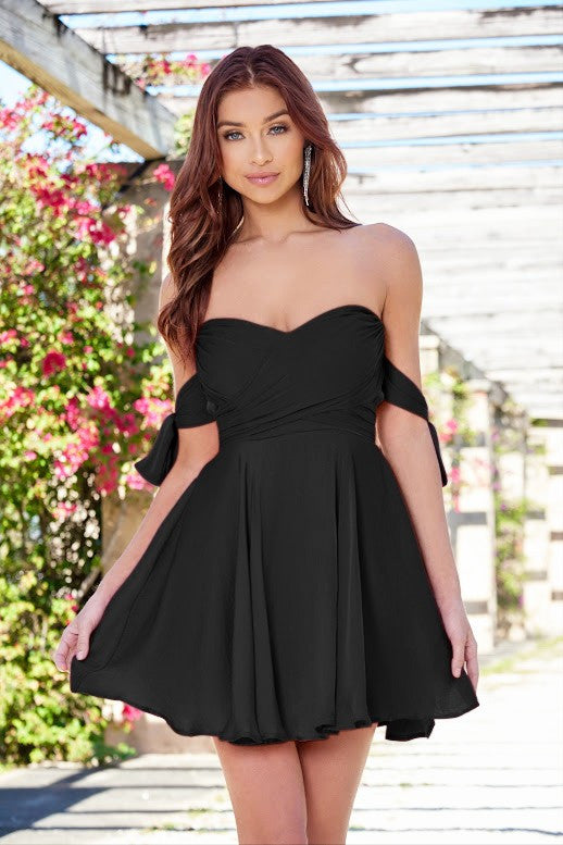 Sleek Fit Off-Shoulder Black Mini Dress Sleek Fit Off-Shoulder Black Mini Dress