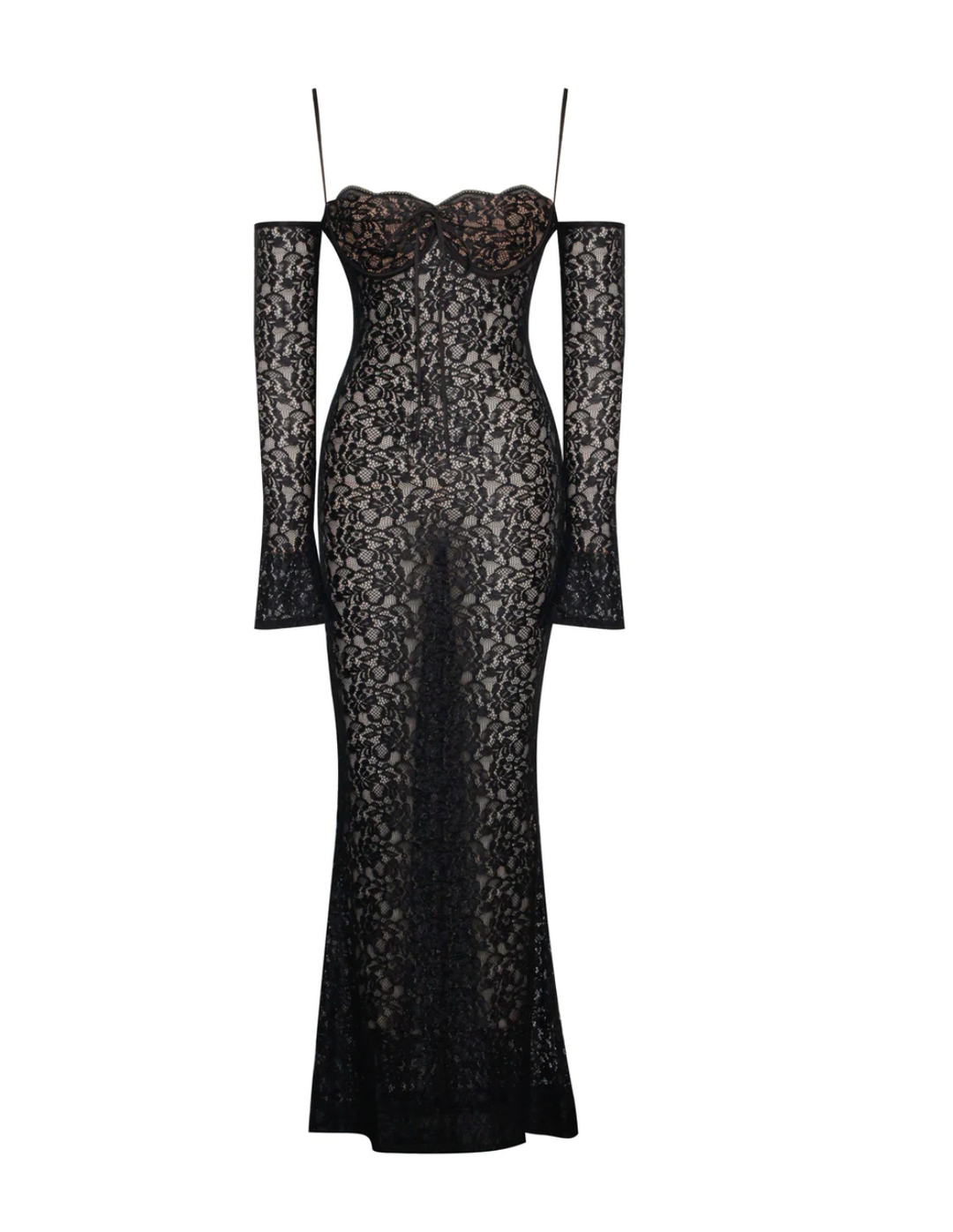 Udaya Black Lace Long Sleeve Maxi Dress  THE DRESSING ROOM