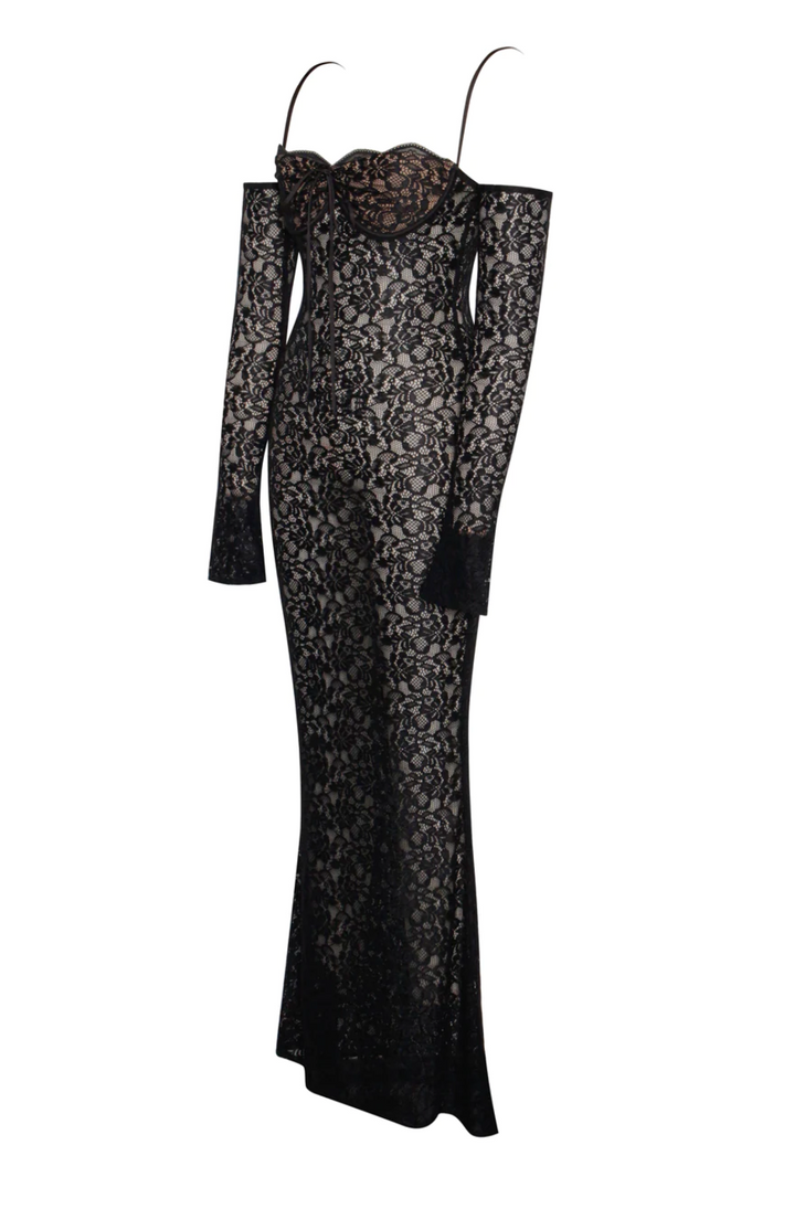 Udaya Black Lace Long Sleeve Maxi Dress  THE DRESSING ROOM