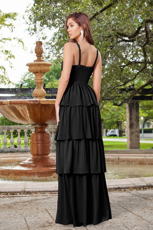 black tier maxi dress Midnight Ease Strapless Tiered - - FINAL SALE Small | Women's Online Boutique | Boho Chic Style Whether youre heading to a wedding NO.301 Women's V-neck Empire Waist