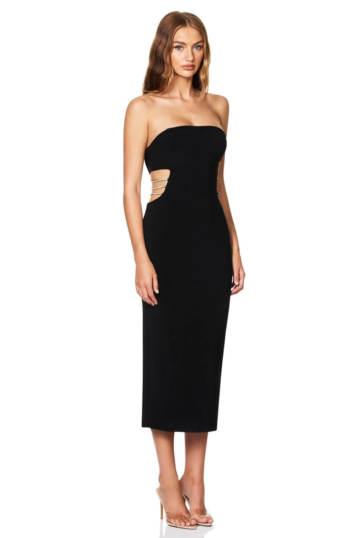 mila asym midi dress Womens Mila Asymmetrical Maxi Dress Espresso