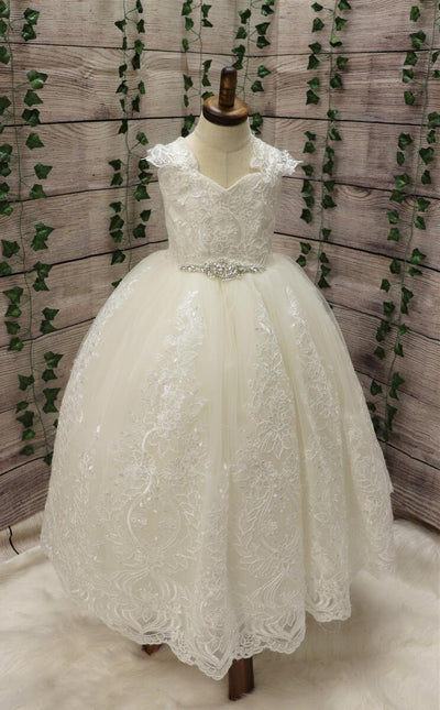 lace flower girl dress reviews NINI / Blush & Ivory Flower Girl Dress