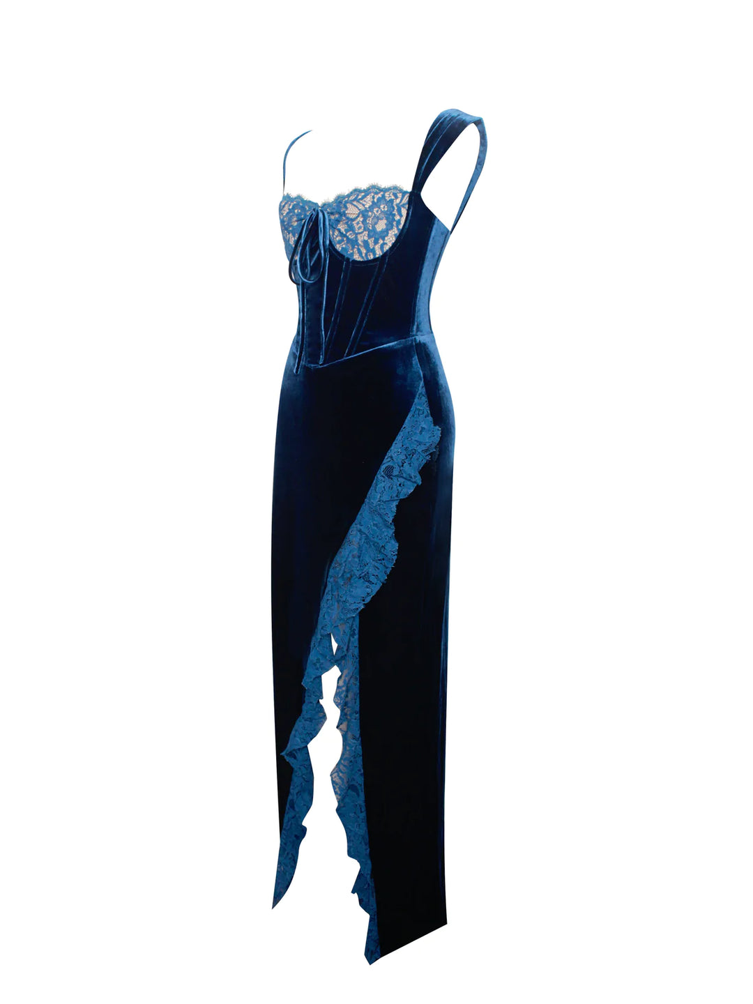 Odilia Teal Lace Velvet Maxi Dress – THE DRESSING ROOM