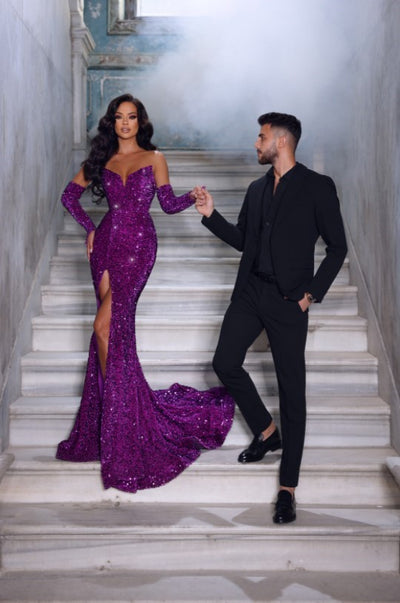 Vipsport Gr Deep Purple Cocktail Dress Purple Spaghetti Strap Gradient Tulle Long Prom Dress, A-Line Vipsport Gr Deep Purple Cocktail Dress Purple Spaghetti Strap Gradient Tulle Long Prom Dress, A-Line